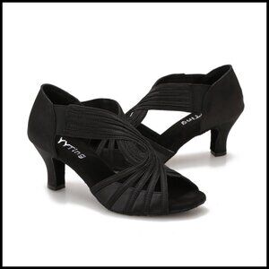 Latin Dance Shoes Satin Heels 2.5 Inch Block Heel Practice Performance